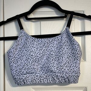 Allfenix Size X-Small Zebra Print Sports Bra Yoga Athleisure Workout Blue Gray
